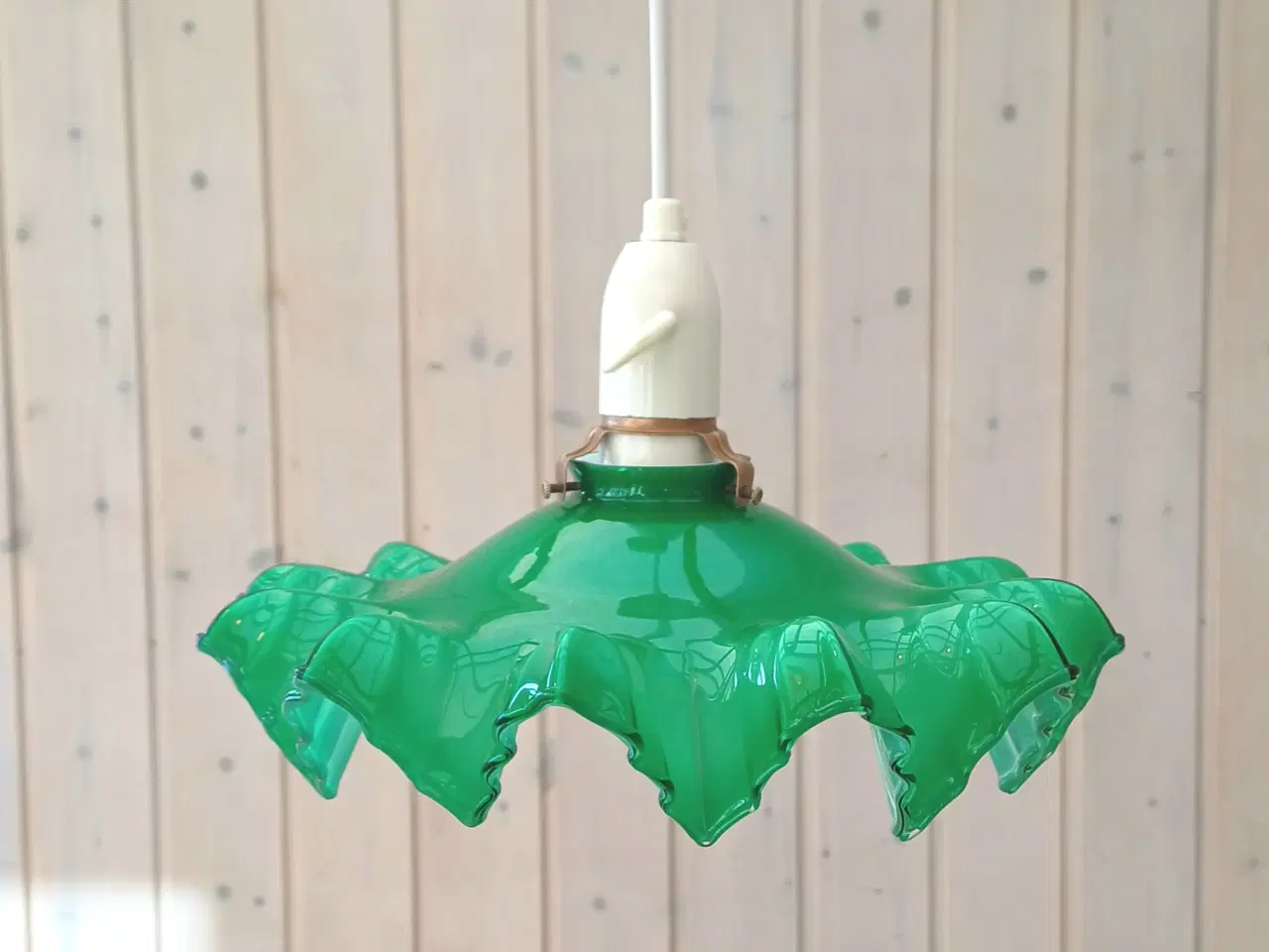 Billede 4 - Retro/vintage loftlampe med grøn glasskærm