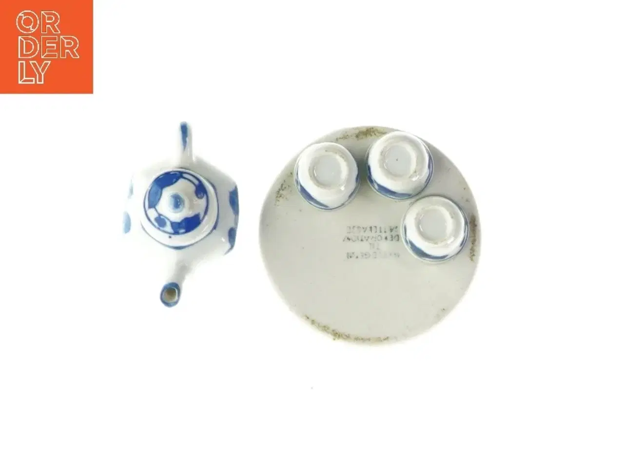 Billede 3 - Miniature testel med 4 kopper, kande og bakke (str. Bakke Ø: 9 cm) (str. Bakke Ø: 9 cm)