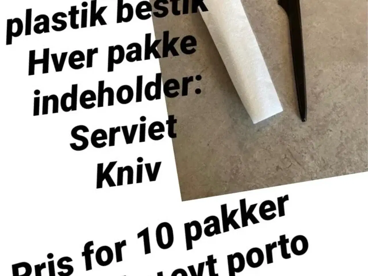 Billede 1 - 10 pakker plastik kniv+serviet