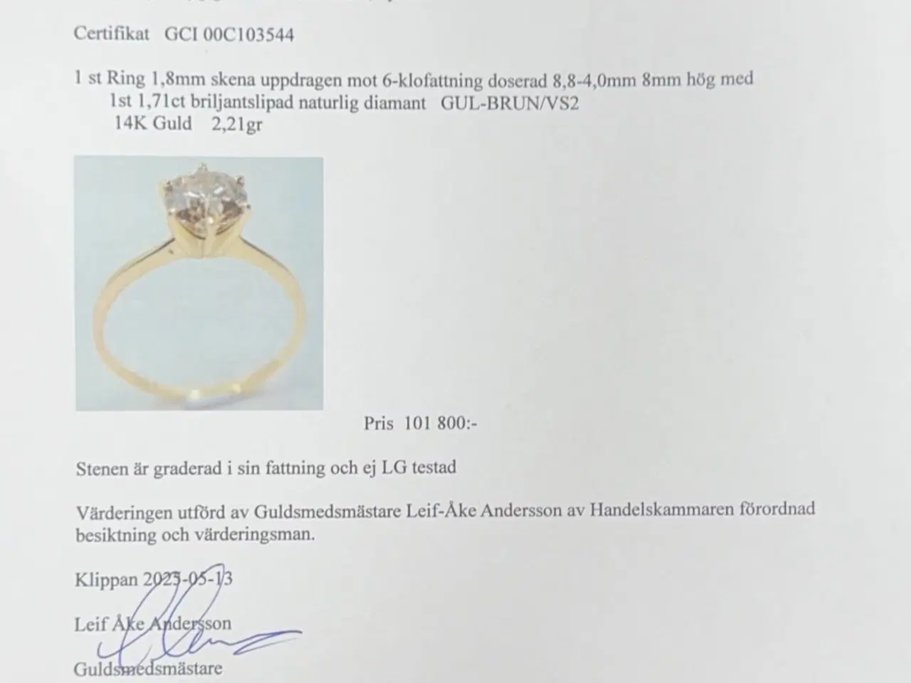 Billede 7 - Naturlig Diamantring 1.71ct