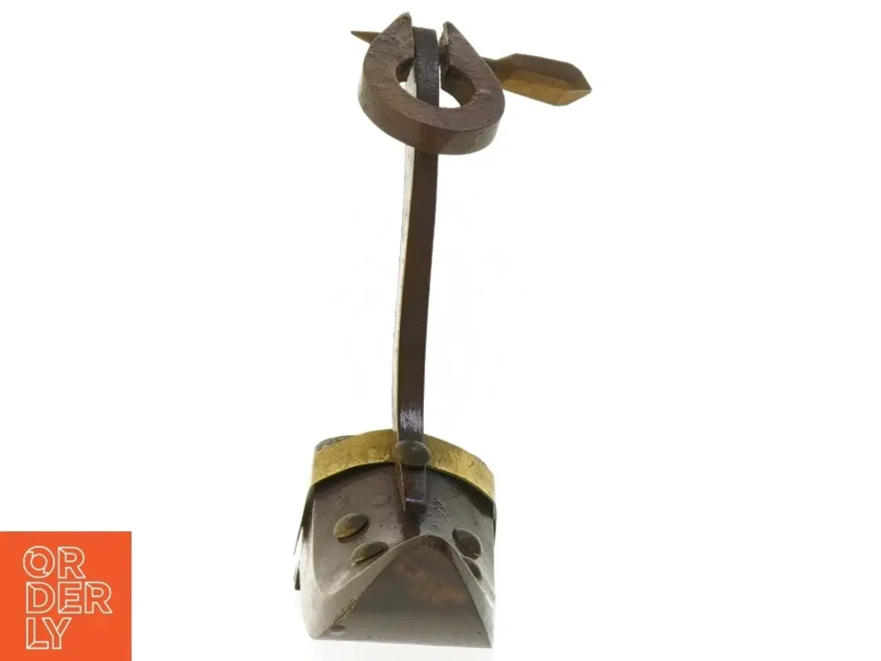 Billede 4 - Vintage Vinflaske holder i træ og messing (str. 15x15 cm)