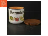 Knabstrup keramik marmeladekrukke med trælåg fra Knabstrup (str. Ø. 9 cm. længde, 8 cm) - 2