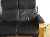 2 personers sofa og lænestol i ægte læder