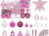 Julekugler 108 dele hvid og pink