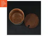 Knabstrup keramik marmeladekrukke med trælåg fra Knabstrup (str. Ø. 9 cm. længde, 8 cm) - 4