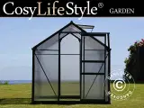 Drivhus polycarbonat 5,92m², 1,9x3,12x2,01m m/sokk