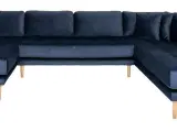 Lido U-Sofa med open end mørkeblå velour venstrevendt
