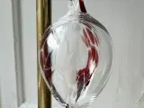 Håndlavet glasornament, klar m rød og hvid melering - 3