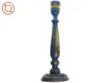 Vintage Rustik Træ Lysestage med metal ornamentik (str. 32 x 12 cm) - 3