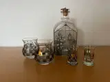 Holmegaard Juleflaske 2008 med glas og stager  