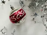 Vintage julekugle, sølv m rød bort - 3