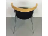 Efg bondo konferencestol med sort uld polstret sæde, grå stel, bøge ryglæn med lille armlæn - 3