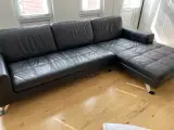 Chaiselong sofa i sort skind - 4