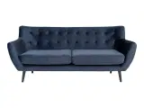 Monte 3 Personers Sofa - 3 Personers sofa i mørkeblå velour med sorte ben HN1005