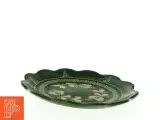 Grøn keramik fad med dekorative malede motiver (str. O 29 cm) - 4