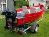 Synkefri jolle inkl. trailer, 2 motorer - 3