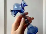 Spinkel flæsevase, blåt glas - 5