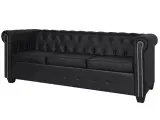 Chesterfield-sofa 3-pers. kunstlæder sort