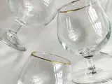 Cognacglas m patineret guldkant, 6 stk samlet - 4