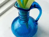 Flaskeformet, blåt krakeleringsglas - 4