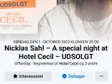 Nicklas Sahl solokoncert på Hotel Cecil 