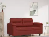 2-personers sofa 120 cm kunstlæder vinrød