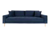 Lido 3 Personers Sofa - Sofa i mørkeblåt velour med to puder HN1005