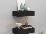 Væghængte hylder med skuffe 2 stk. 40x23,5x10 cm MDF sort