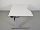 H�æve-/sænkebord med hvid plade med mavebue på alugrå stel - 2