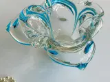 Tjekkoslovakisk glasskål m blå stribe, NB - 4