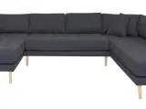 Lido U-Sofa med open end mørkegrå stof venstrevendt