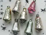 Vintage julekugler, metalliske klokker, 7 stk samlet - 5