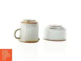 Keramik sæt med sukkerskål og mælkekande fra Søholm Stentøj (str. 10 x 6 cm og 8 x 11 x 7 cm) - 4