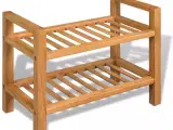 Skostativ med 2 hylder 49,5x27x40 cm massivt egetræ