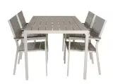 havesæt m. Break bord (150x90) og 4 Levels stole m. armlæn - hvid alu/ grå aintwood