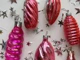 Vintage julekugler, rosa sæt, 7 stk samlet - 5