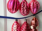 Vintage julekugler, store pink ornamenter, 6 stk samlet - 2