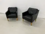 Nielaus lounge stole i sort semi anilin læder. - 3