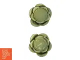 To stk Grøn keramisk lysestage (str. 6 x 6 cm) - 2