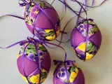 Mellem påskeæg, lilla m blomster, 4 stk samlet - 2