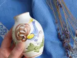 Lille keramikvase m fugl og blomster - 2