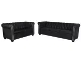 Sofasæt Chesterfield 2-pers. og 3-pers. kunstlæder sort