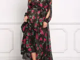 Skøn Rose mønstret Maxi kjole: Hjemme i  M-L-XL