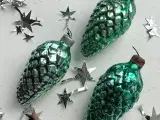Vintage julekugler, grønne kogler, 3 stk samlet - 3