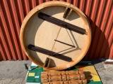 egetræ rundt spisebord  m/3  plader