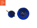 Sukkerskål og  flødekande Blå glas og kobberkramersæt (str. 8 cm. ø. 10 cm. og. ø. 5 cm) - 2