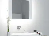 Badeværelsesskab m. spejl + LED-lys 60x12x45 cm hvid