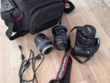 Canon camera med tilbehør.