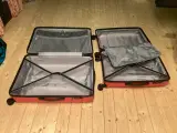 2 røde hardbox kufferter - 1 mellem og 1 stor - 4