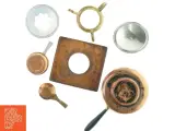 Gammelt messing fondue sæt (str. 20x18,5 og 17 x21 cm) - 4